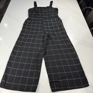 BeBop Bib Overalls Womens Large‎ Black & White Plaid Wide Leg Pockets